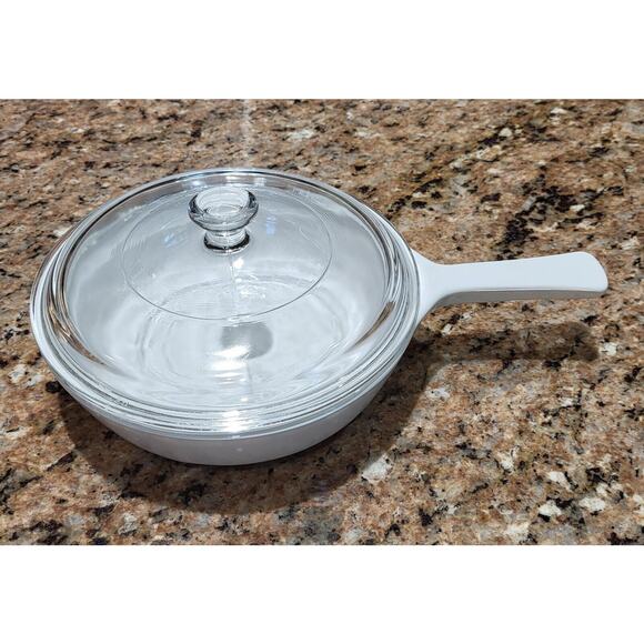 Corning Ware MW-83-B Microwave Browning Dish Skillet Pan W/Pyrex Lid Solid White - Picture 12 of 15